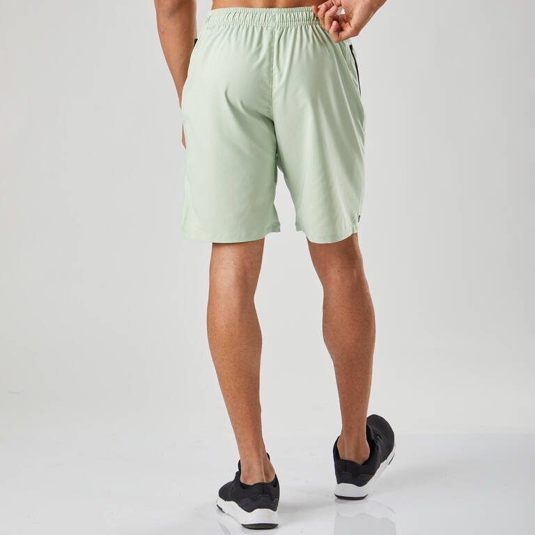 Men's Breathable Essential Fitness Shorts with Zipped Pockets - Green