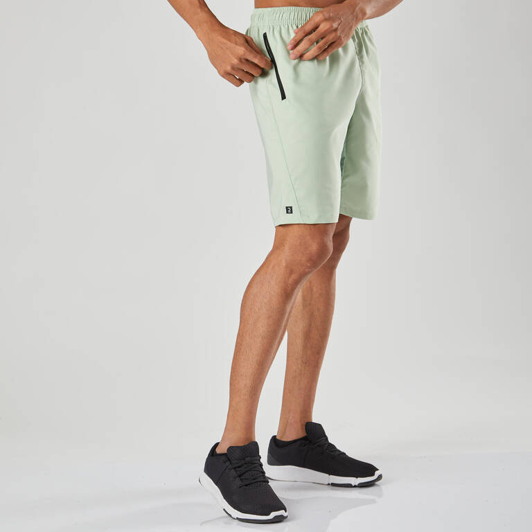 Men's Breathable Essential Fitness Shorts with Zipped Pockets - Green