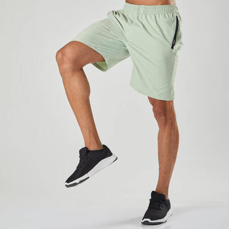 Men's Breathable Essential Fitness Shorts with Zipped Pockets - Green