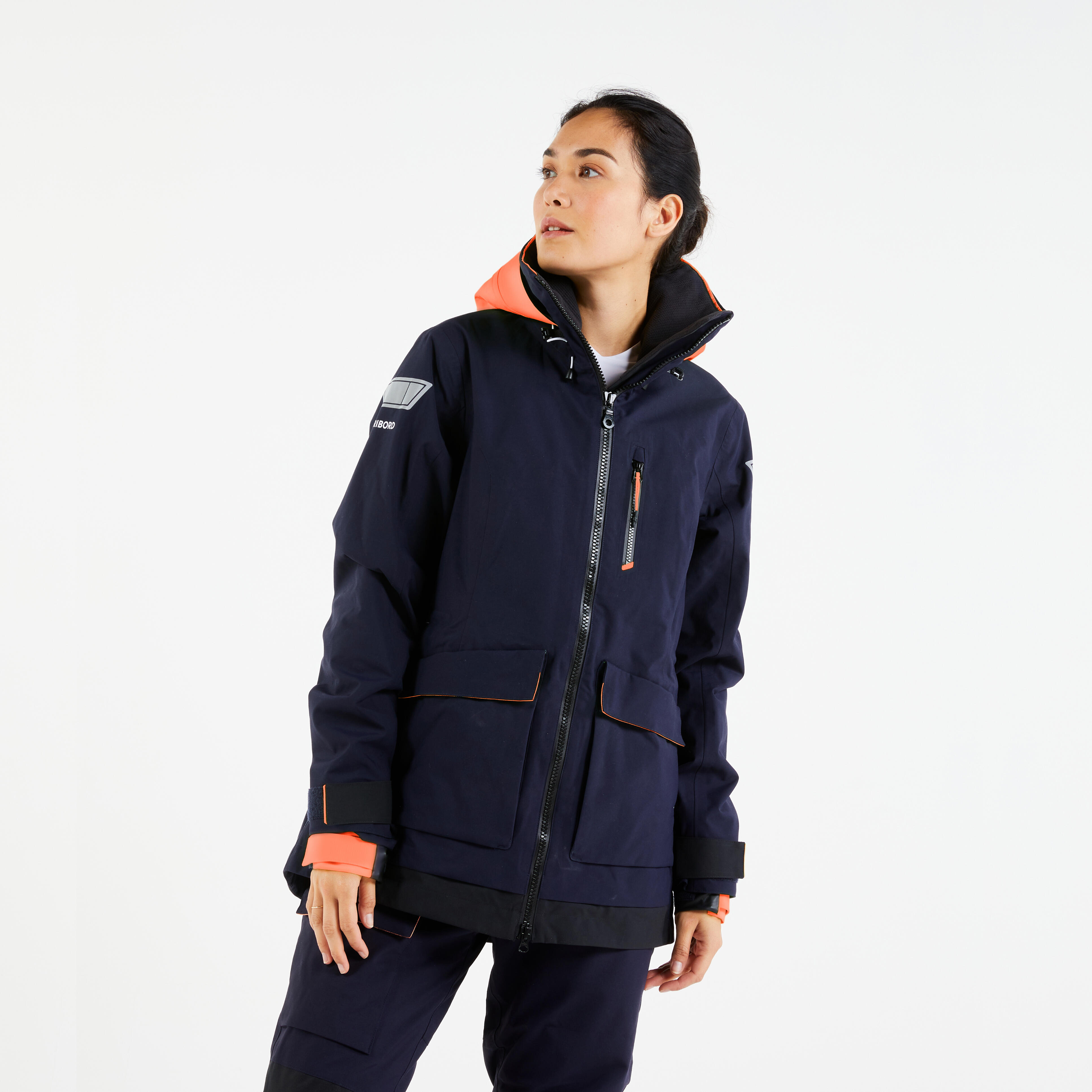 Chaqueta impermeable vela Mujer Sailing 500 azul marino