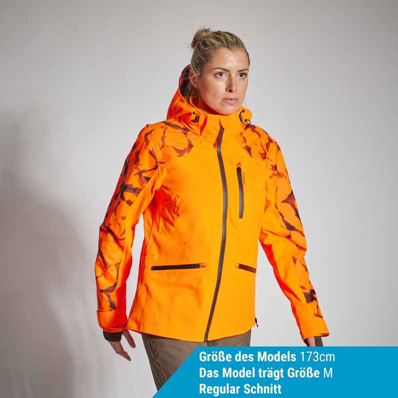 Jagdjacke Damen Regenjacke orange / Decathlon SUPERTRACK 500 -