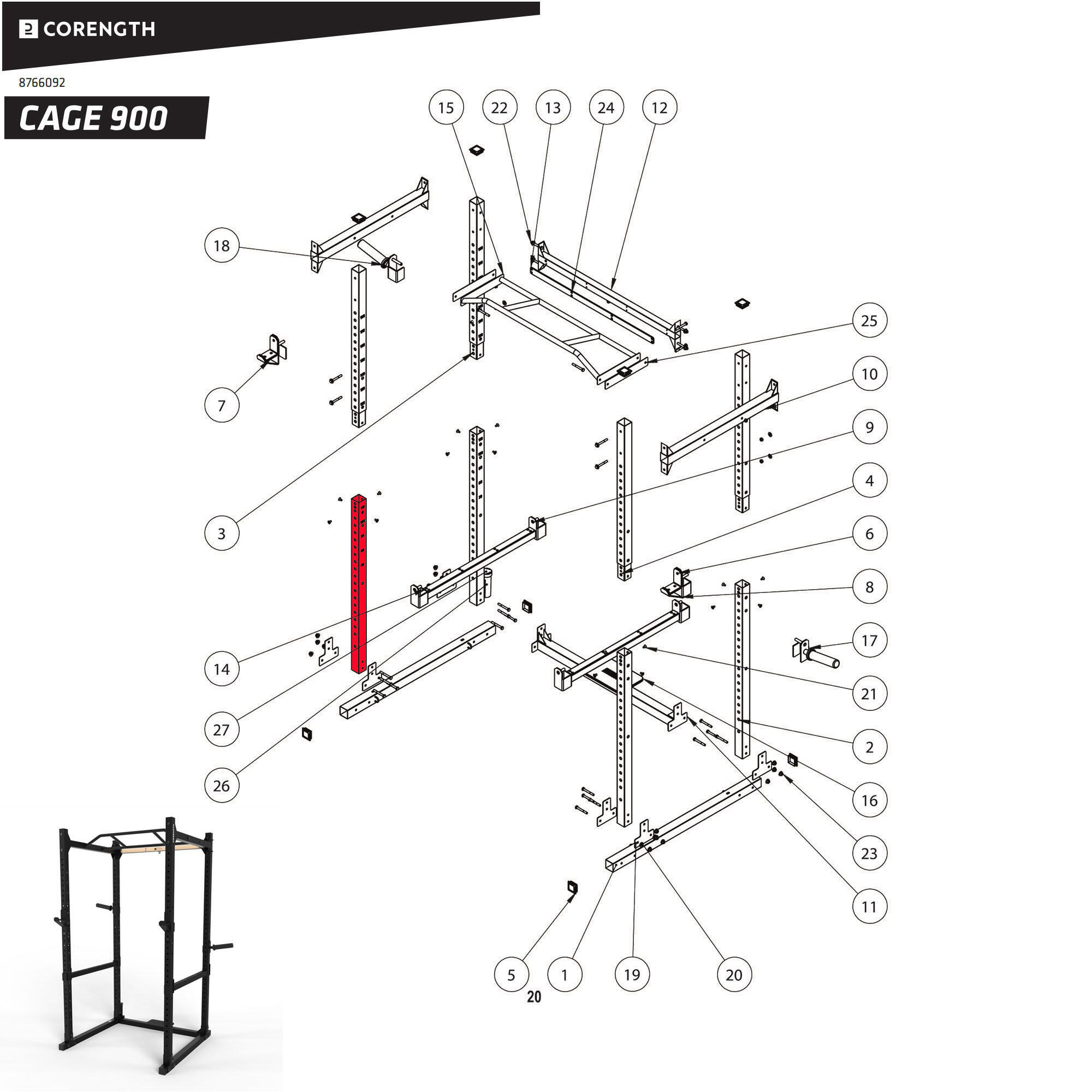 Rack Musculación 900 Montante Inferior 4/5