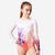 Justaucorps gym manches longues à strass, Fille - JML980 rose-orangé PR fleurs