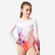 Justaucorps gym manches longues à strass, Fille - JML980 rose-orangé PR fleurs