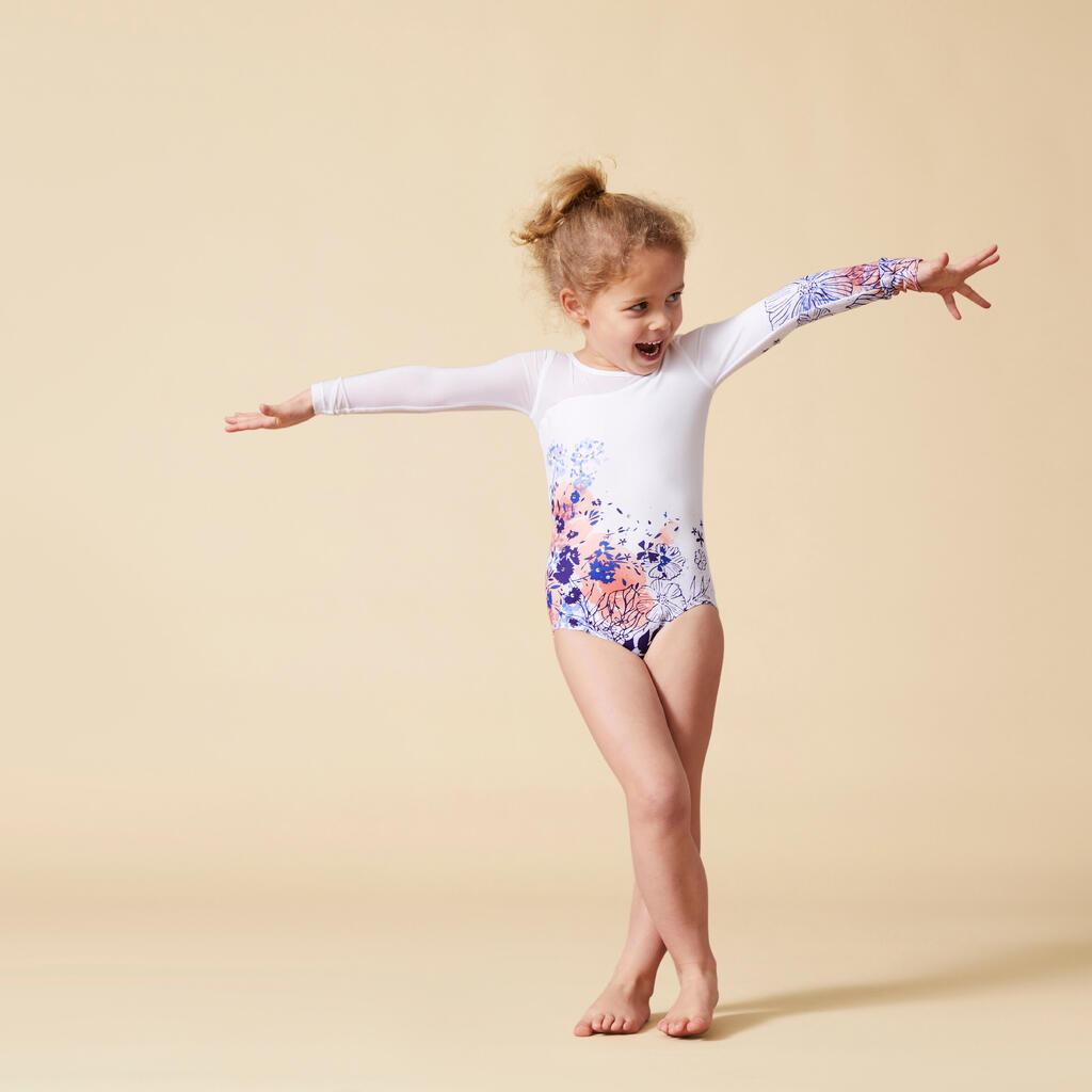 Dievčenský trikot 940 PR na gymnastiku s dlhým rukávom a flitrami modrý