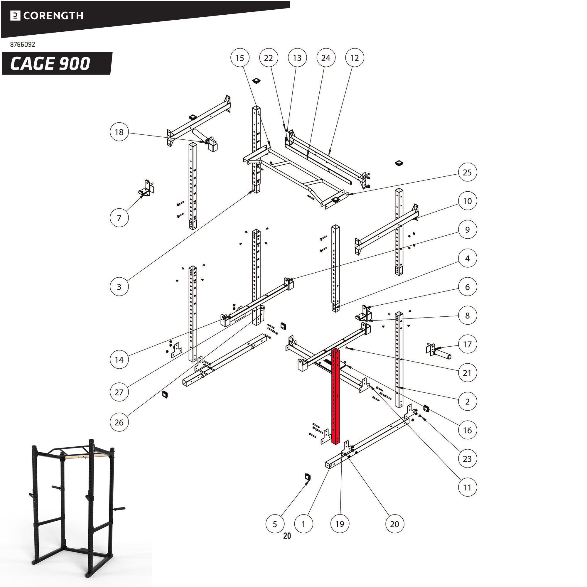 Rack Musculación 900 Montante Inferior 5/5