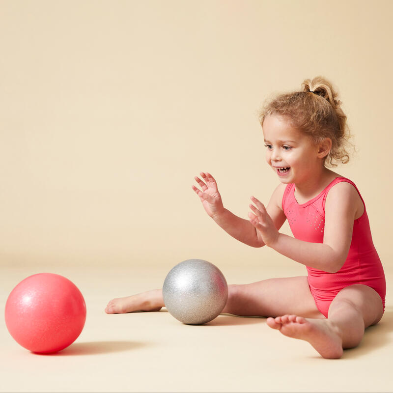 Bal ritmische gymnastiek 16,5 cm zilverkleurig met glitters