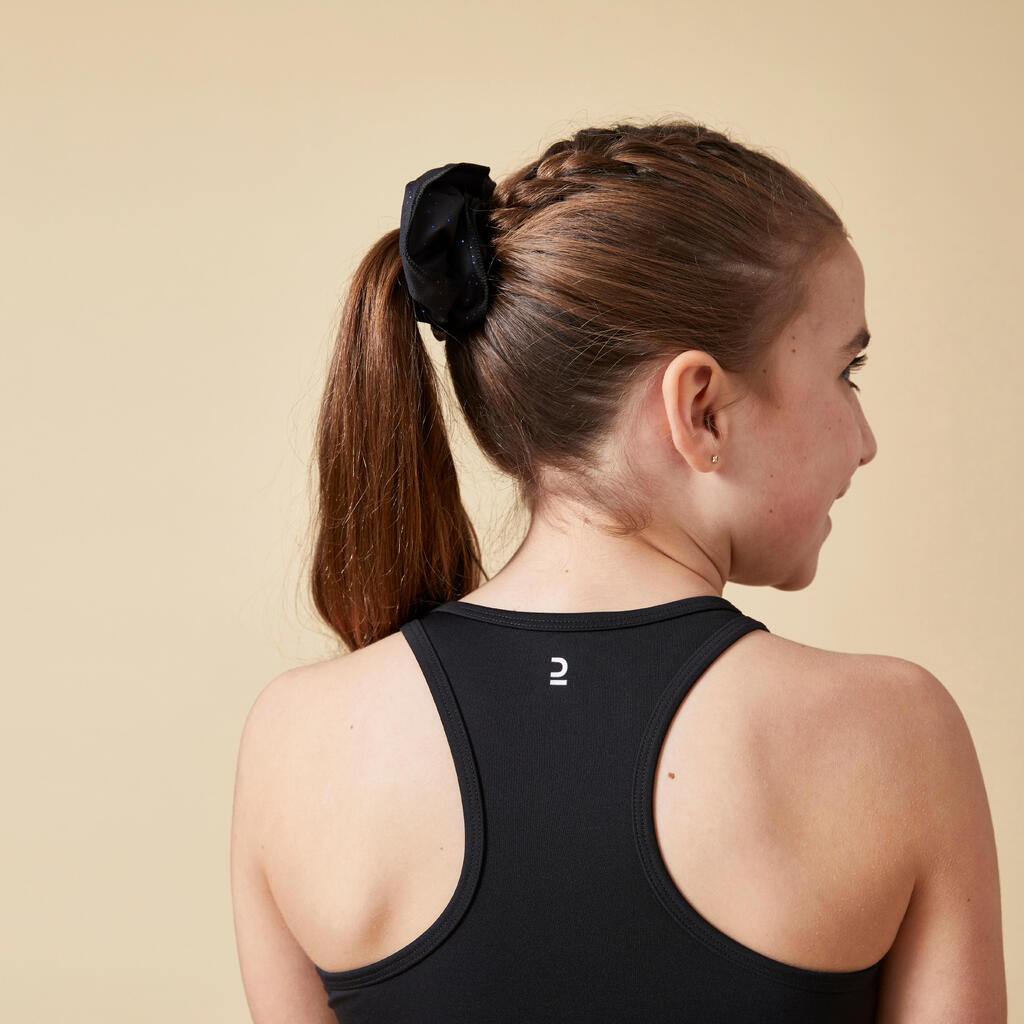 Αμάνικο μπλουζάκι γυμναστικής με αθλητική πλάτη My Top για κορίτσια - Μαύρο
