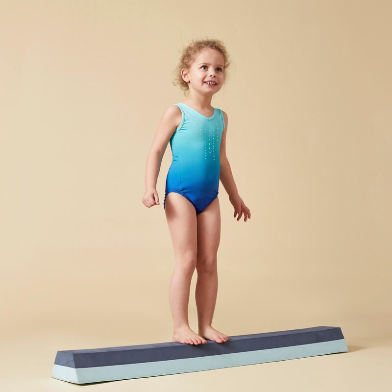 Body ginnastica artistica 500 azzurro-verde