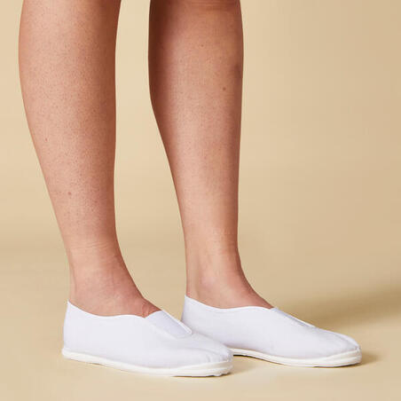 Chaussons gym fille et garçon en tissu blanc