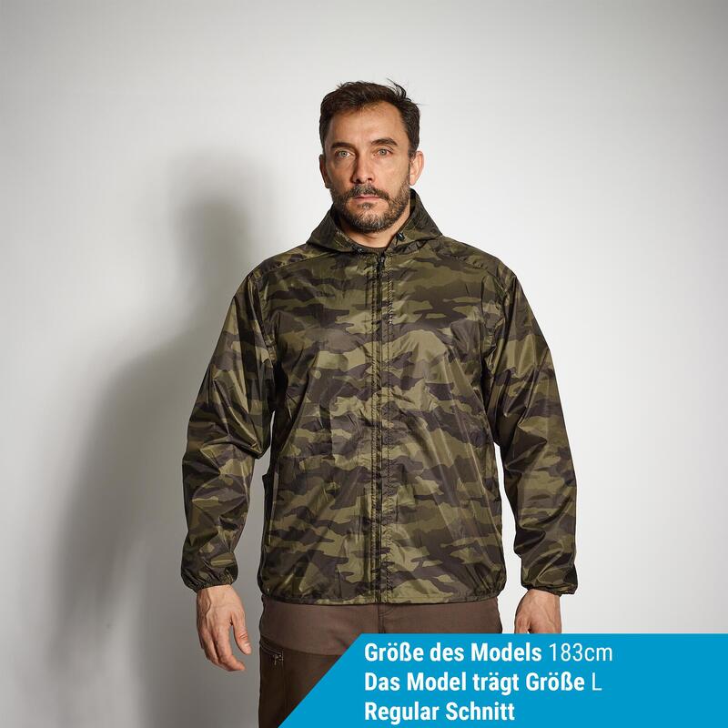 Regenjacke 100 leicht camouflage grün