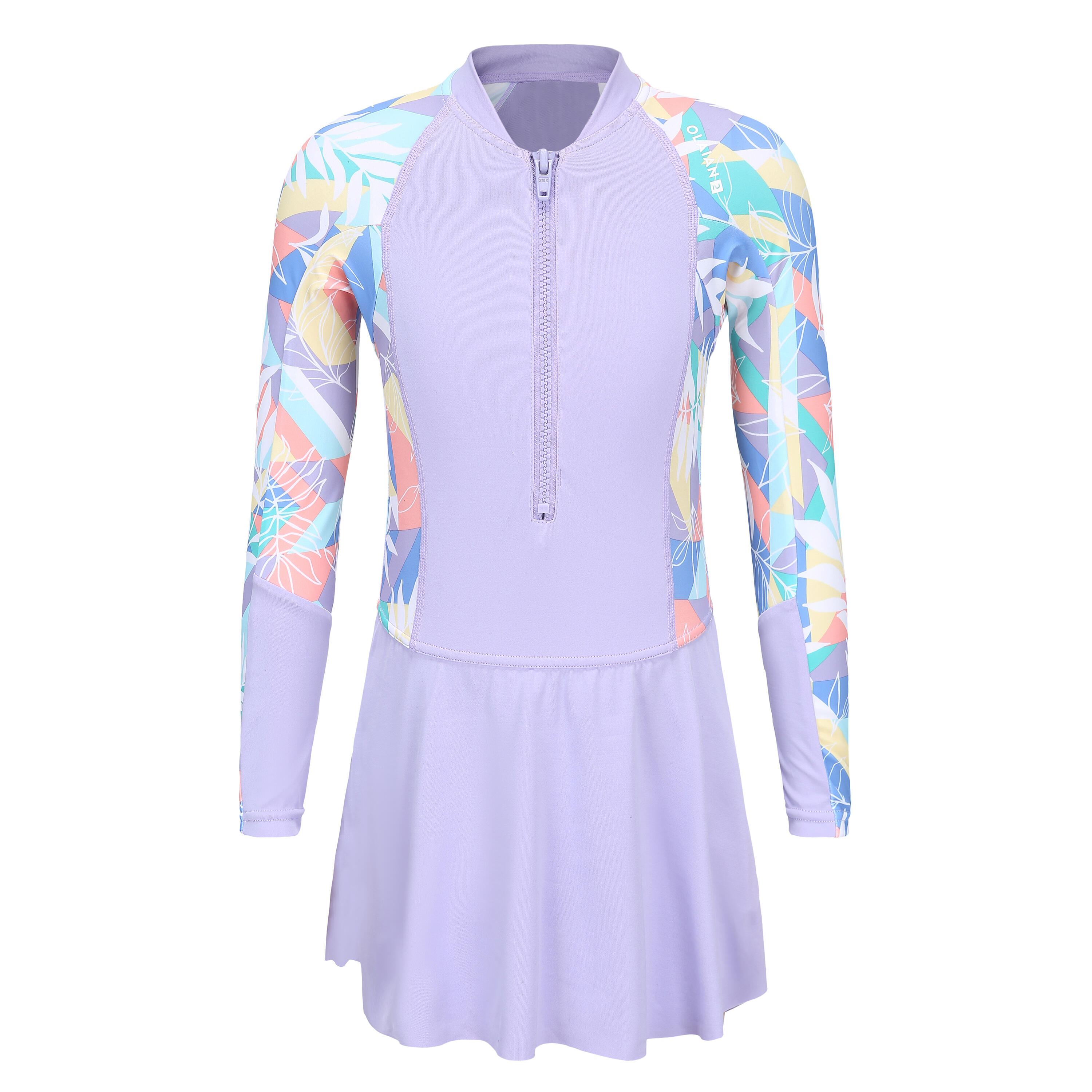 Suzy one-piece long-sleeve skirt swimsuit purple