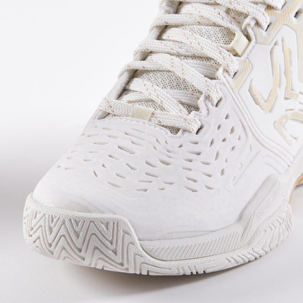 Women's MultiCourt Tennis Shoe Strong OffWhite/Gold Decathlon
