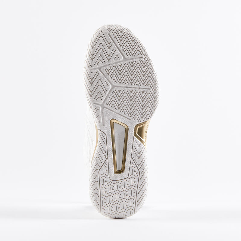 Zapatillas tenis Mujer multipista - Strong blanco roto dorado