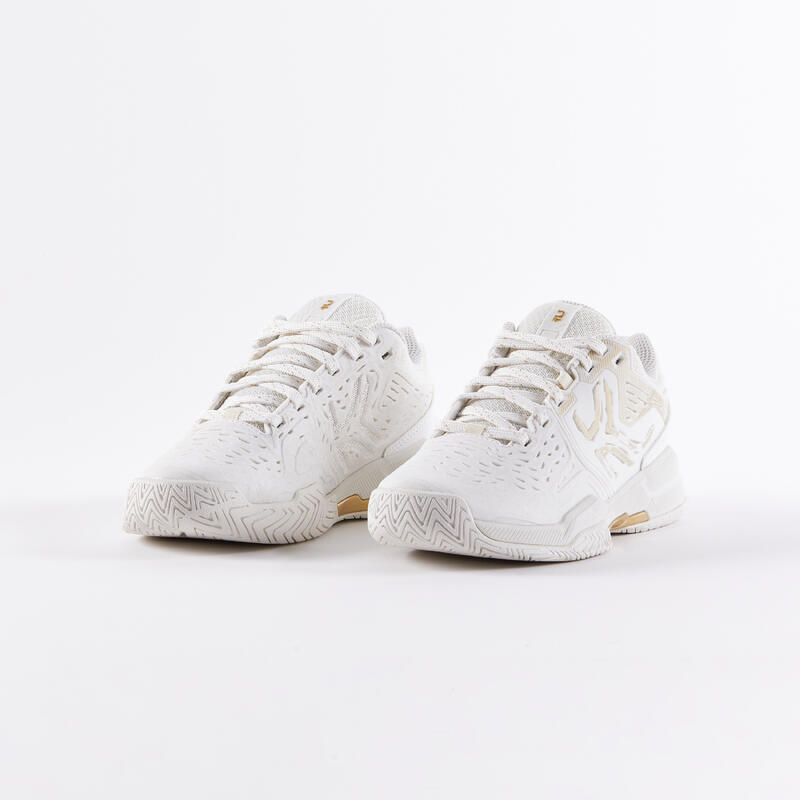 Tennisschoenen voor dames TS560 gravel gebroken wit