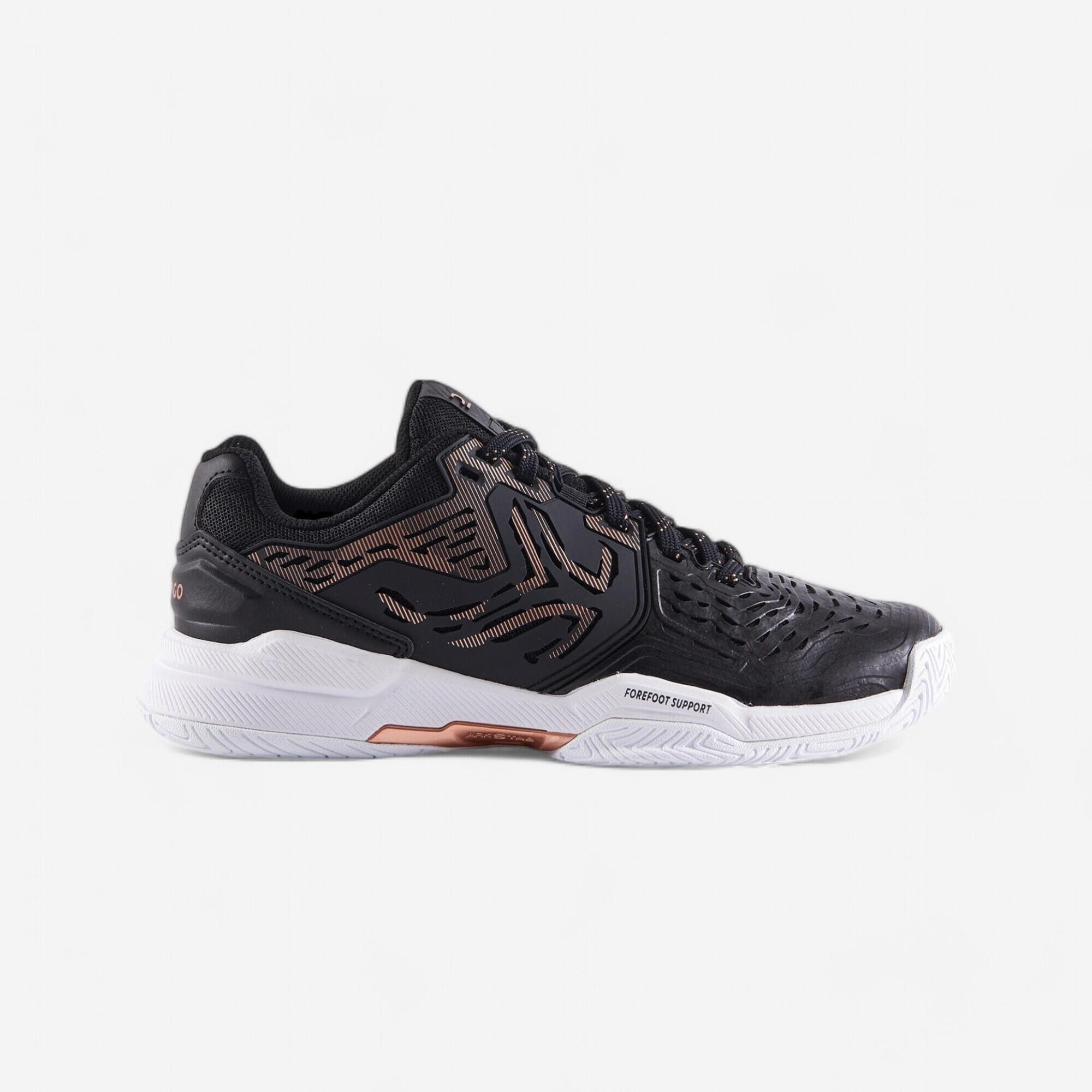 chaussures de tennis femme multicourt - strong noir bronze - artengo