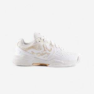 Zapatillas de tenis mujer TS560 blanco roto Tierra batida