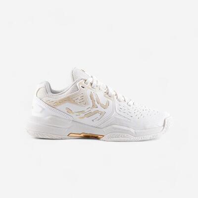 Zapatillas de tenis mujer TS560 blanco roto Tierra batida