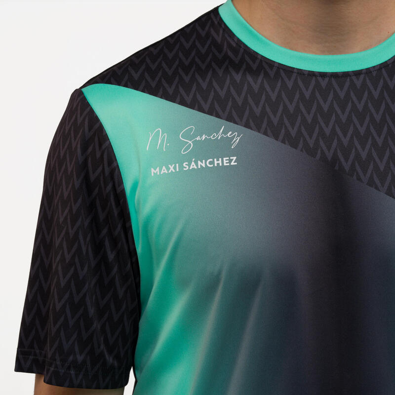 T-shirt de padel manches courtes respirant Homme - 500 vert noir Maxi Sanchez