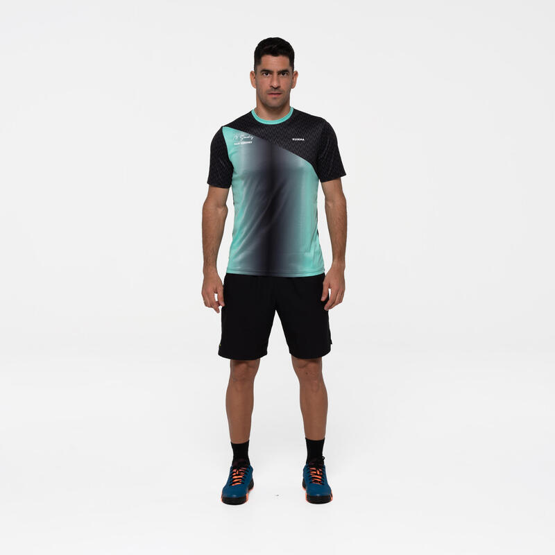 T-shirt de padel manches courtes respirant Homme - 500 vert noir Maxi Sanchez