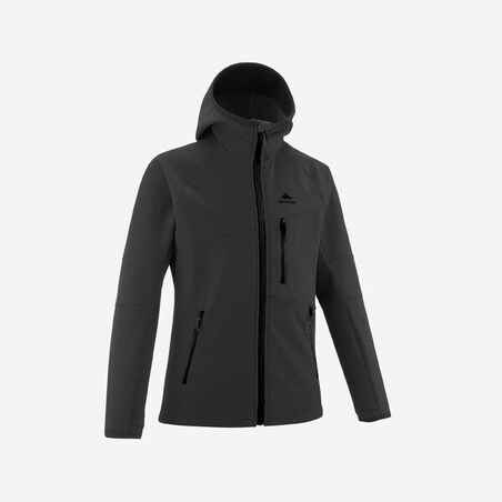 Črna pohodniška softshell jakna MH550 za dečke 