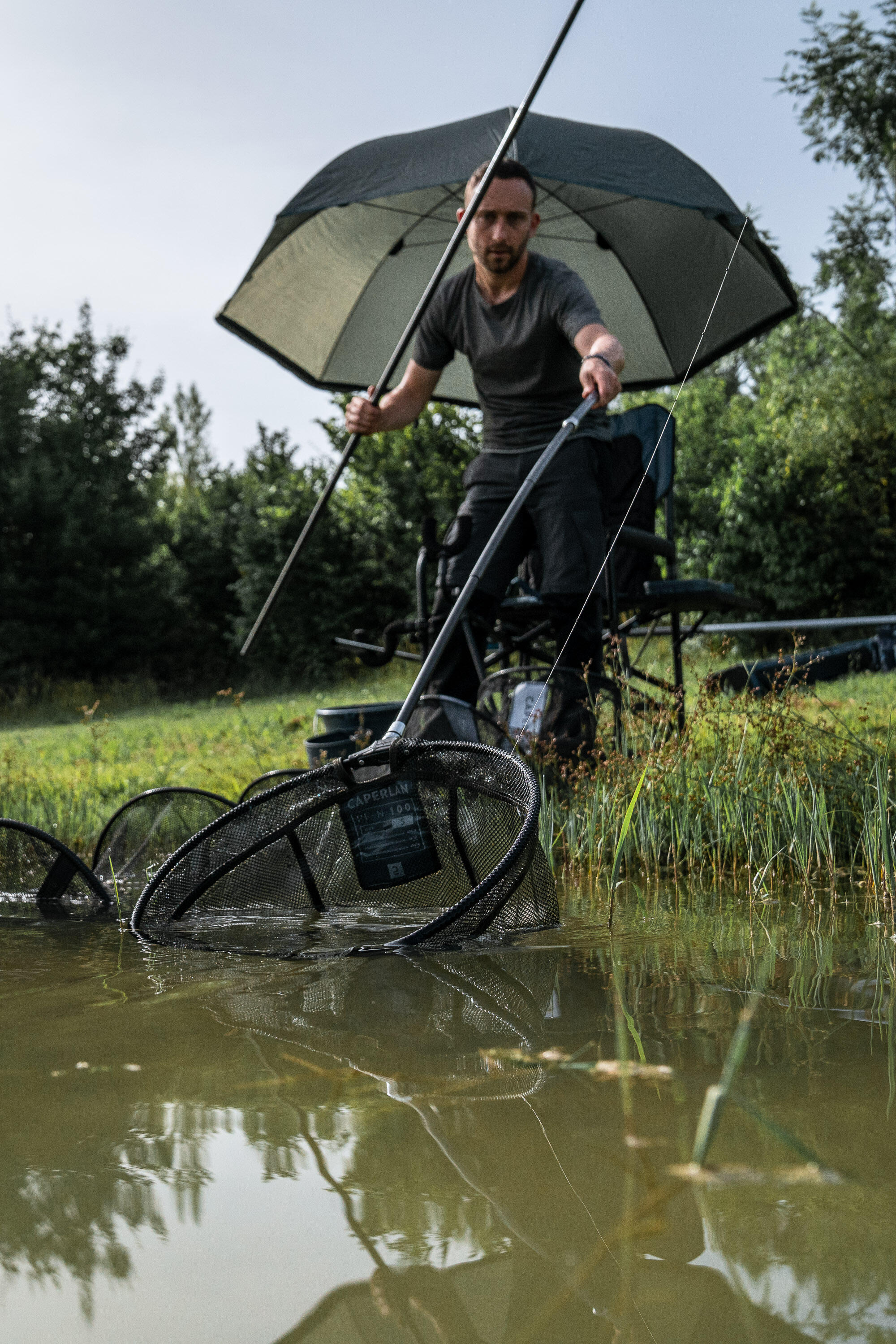 TETE D'EPUISETTE RONDE 100 0,38m POUR LA PECHE AU COUP DES POISSONS BLANCS 11/13