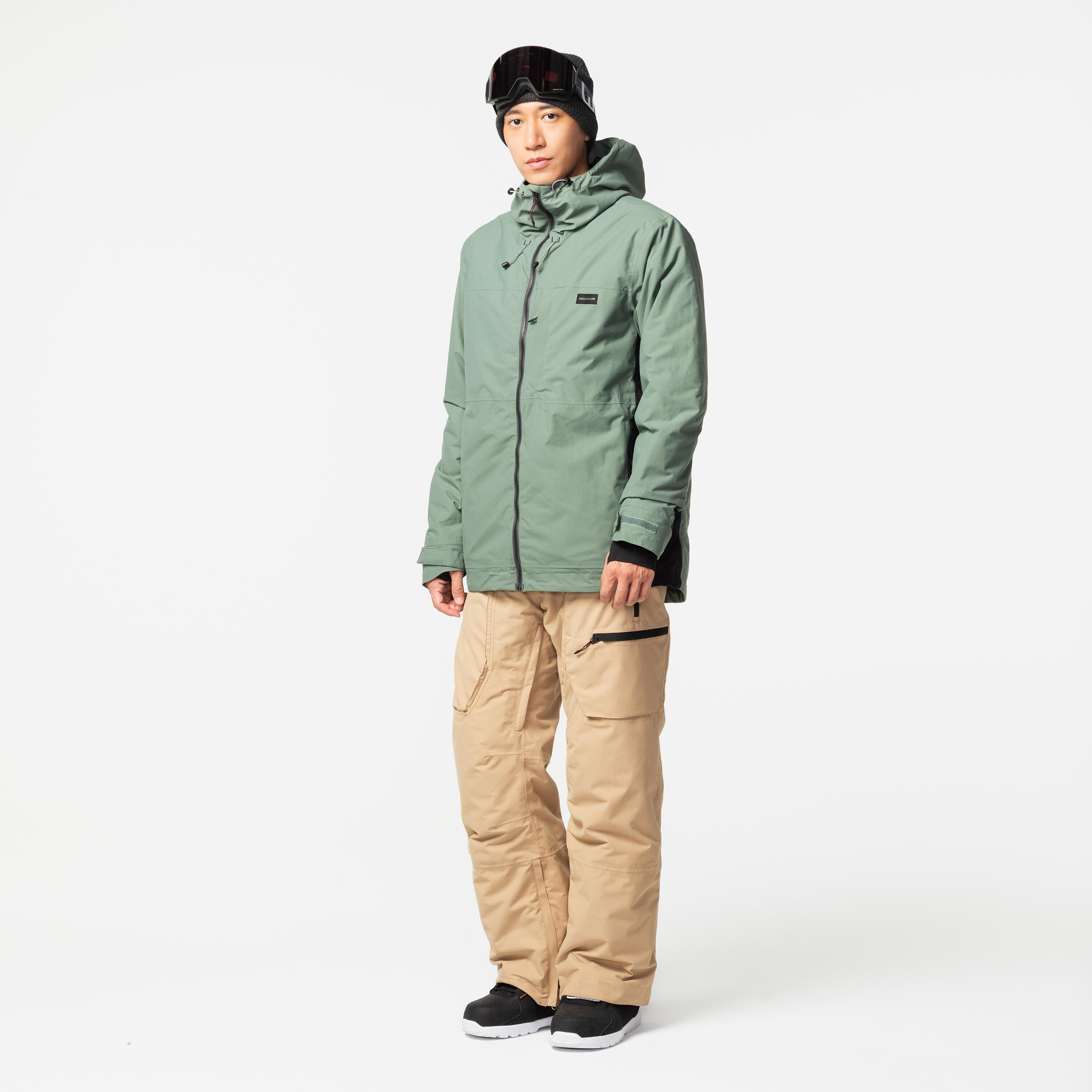 Men's Snowboard and Ski Jacket SNB JKT 500 Khaki Green