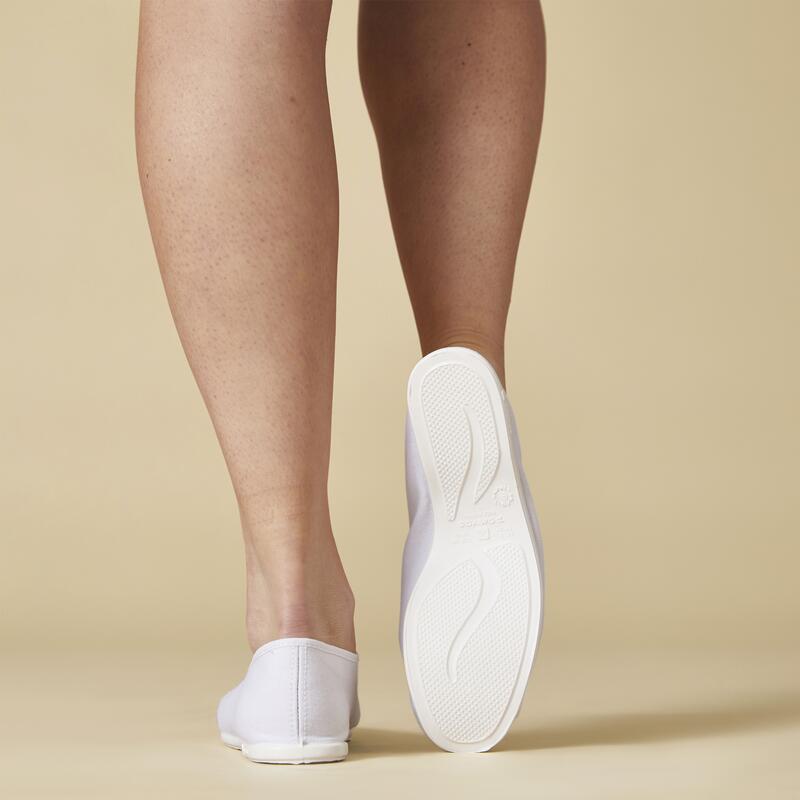 Chaussons gym adulte en tissu blanc