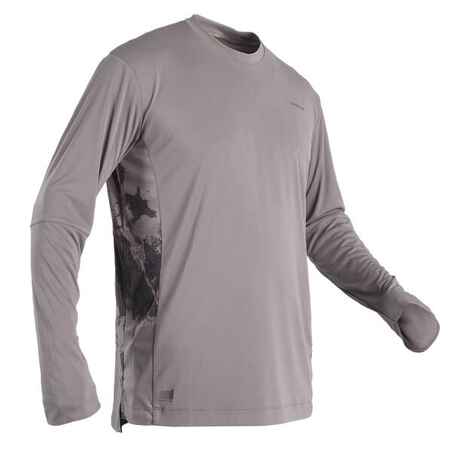 Majica dugih rukava za ribolov s UV zaštitom 500 siva 
