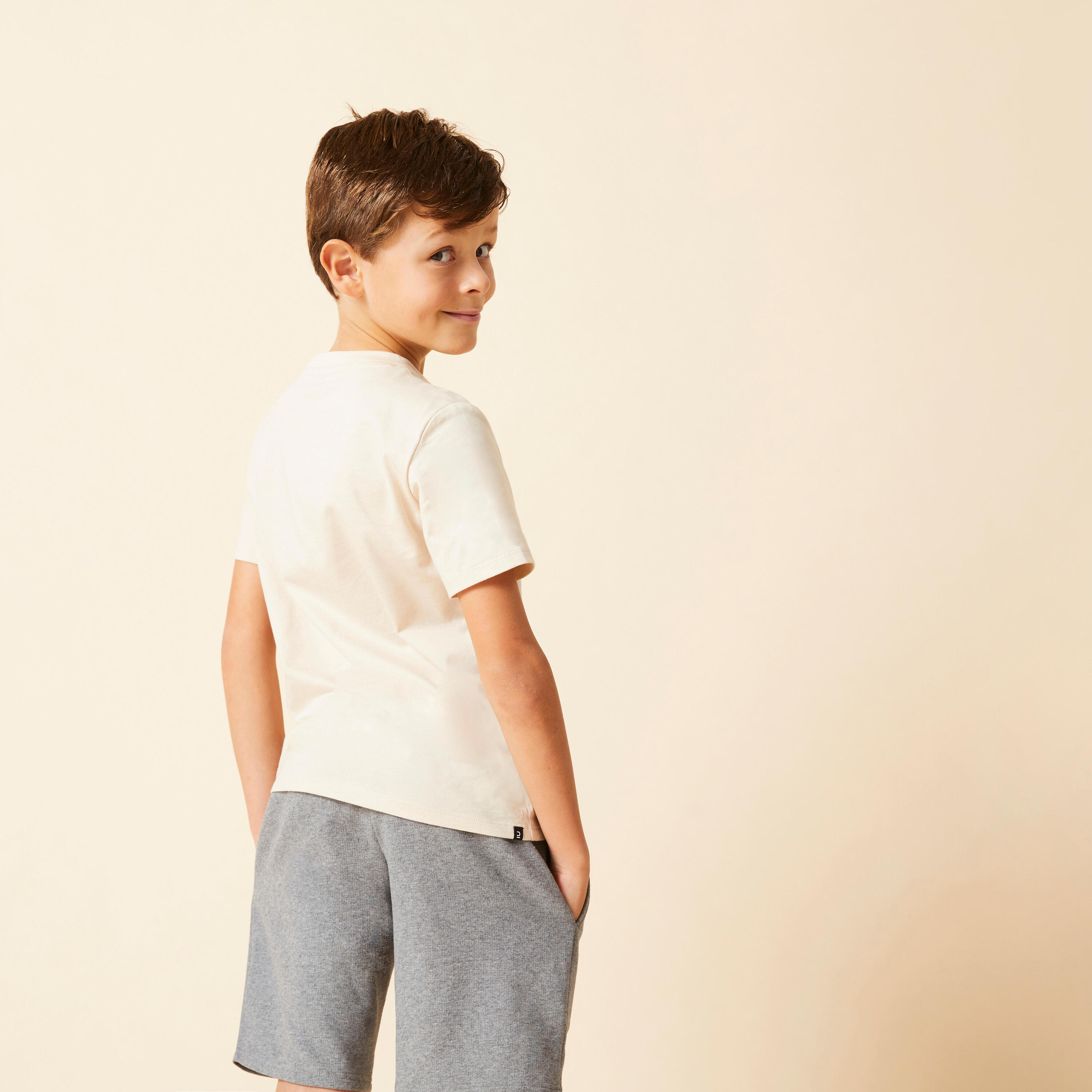 Kids' Unisex Cotton T-Shirt - Beige 4/7