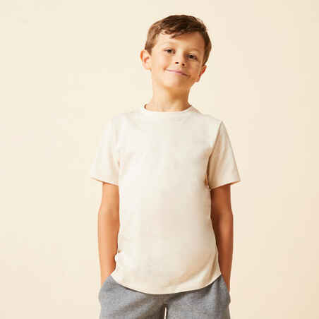 Mergaičių ir berniukų medvilniniai marškinėliai „500“, smėliniai