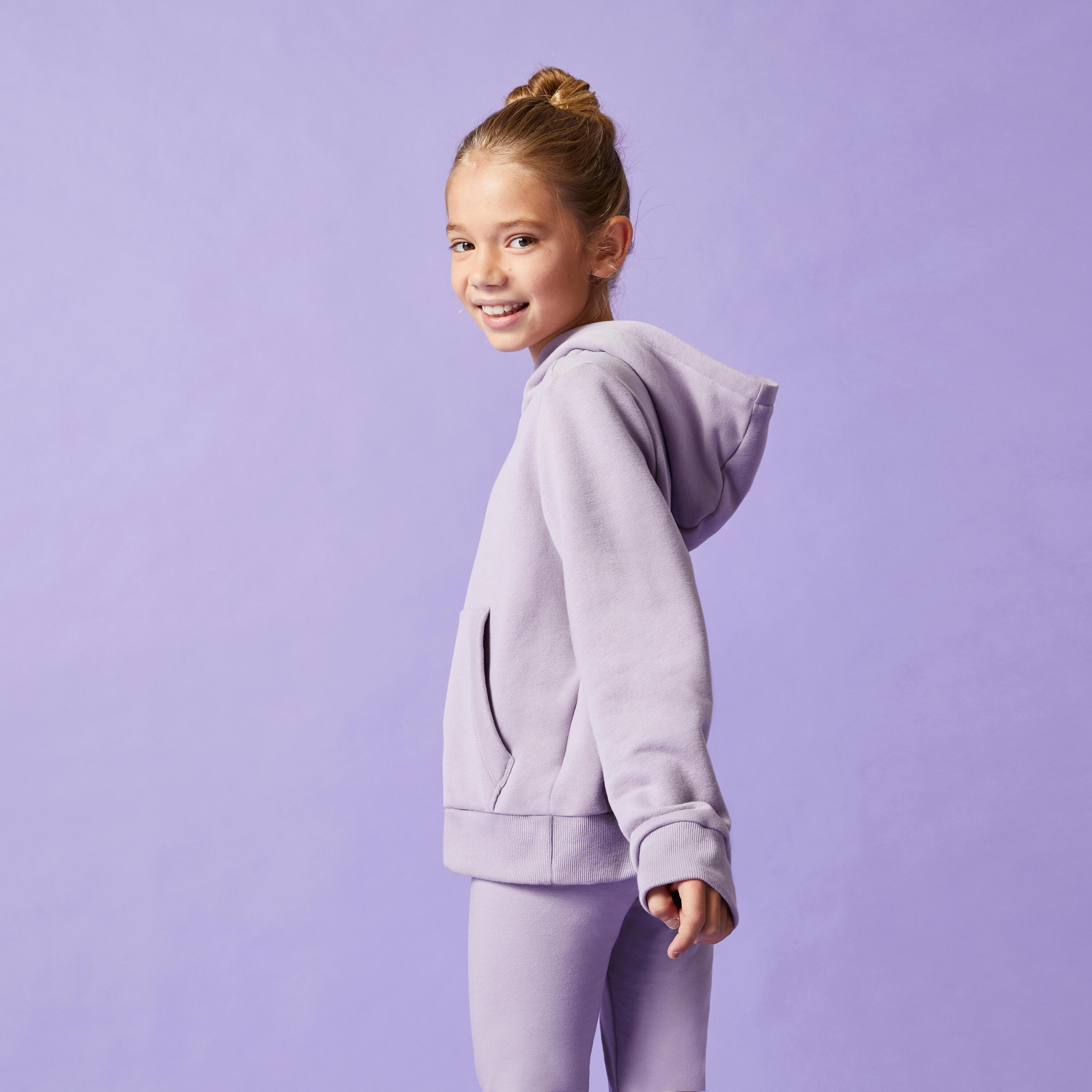Kids' Cotton Hooded Sweatshirt - Purple 3/8