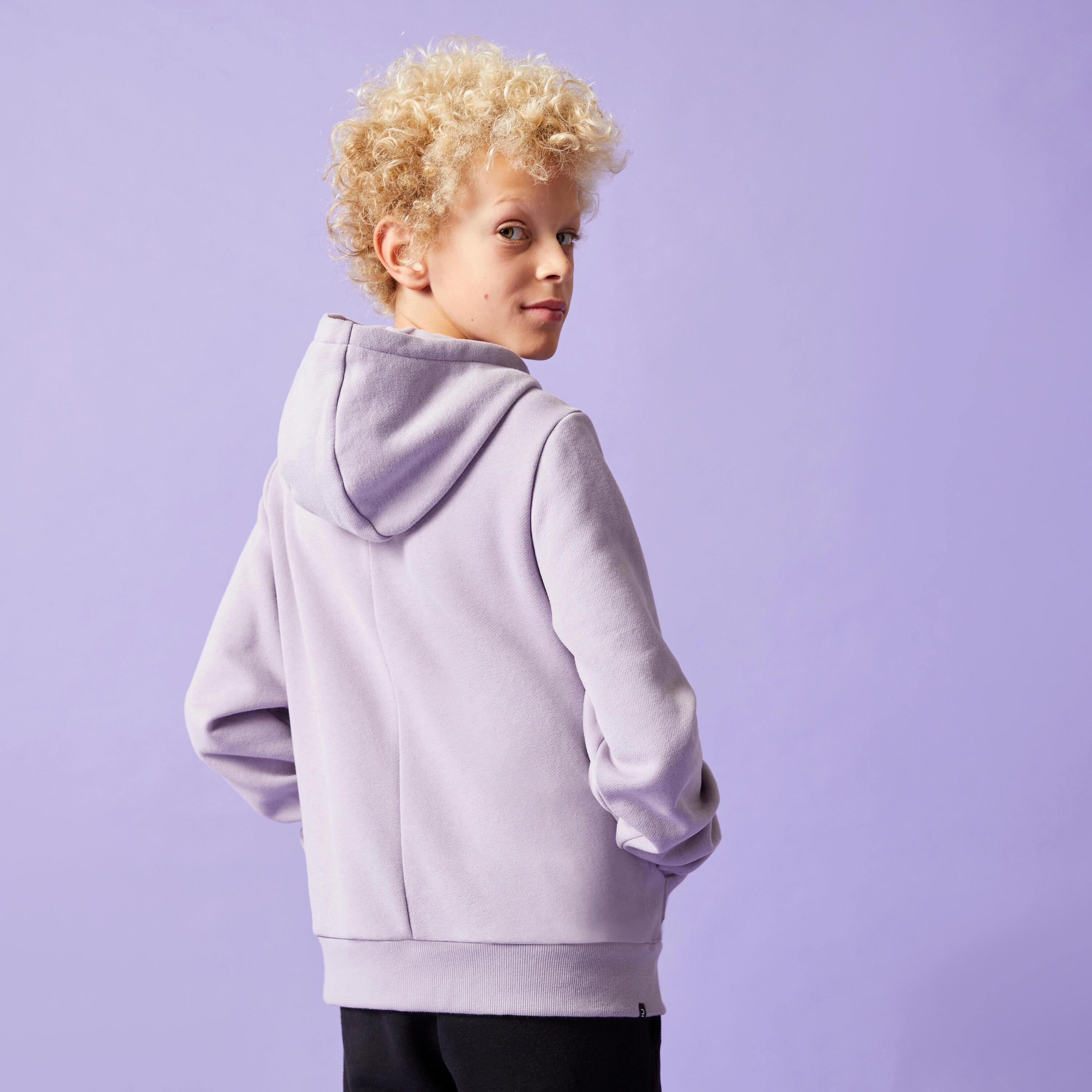 Kids' Cotton Hooded Sweatshirt - Purple 5/8