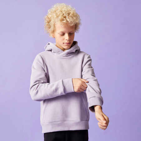 Παιδικό βαμβακερό φούτερ με κουκούλα - Μωβ