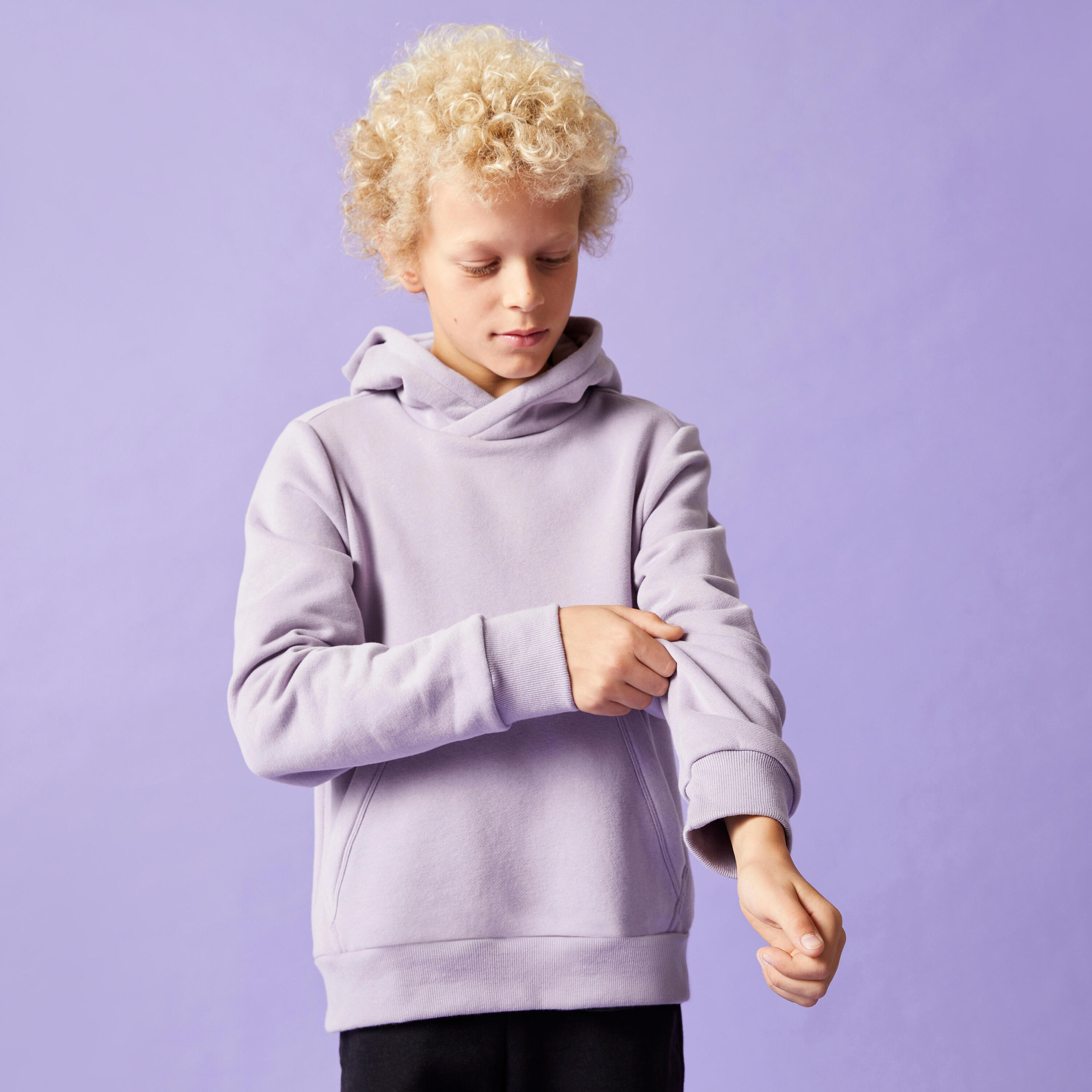 Kids' Cotton Hooded Sweatshirt - Purple 4/8