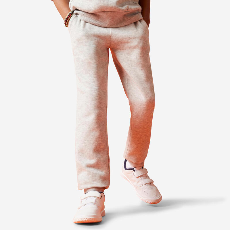 Pantaloni bambino ginnastica regular fit felpati con tasche grigio chiaro