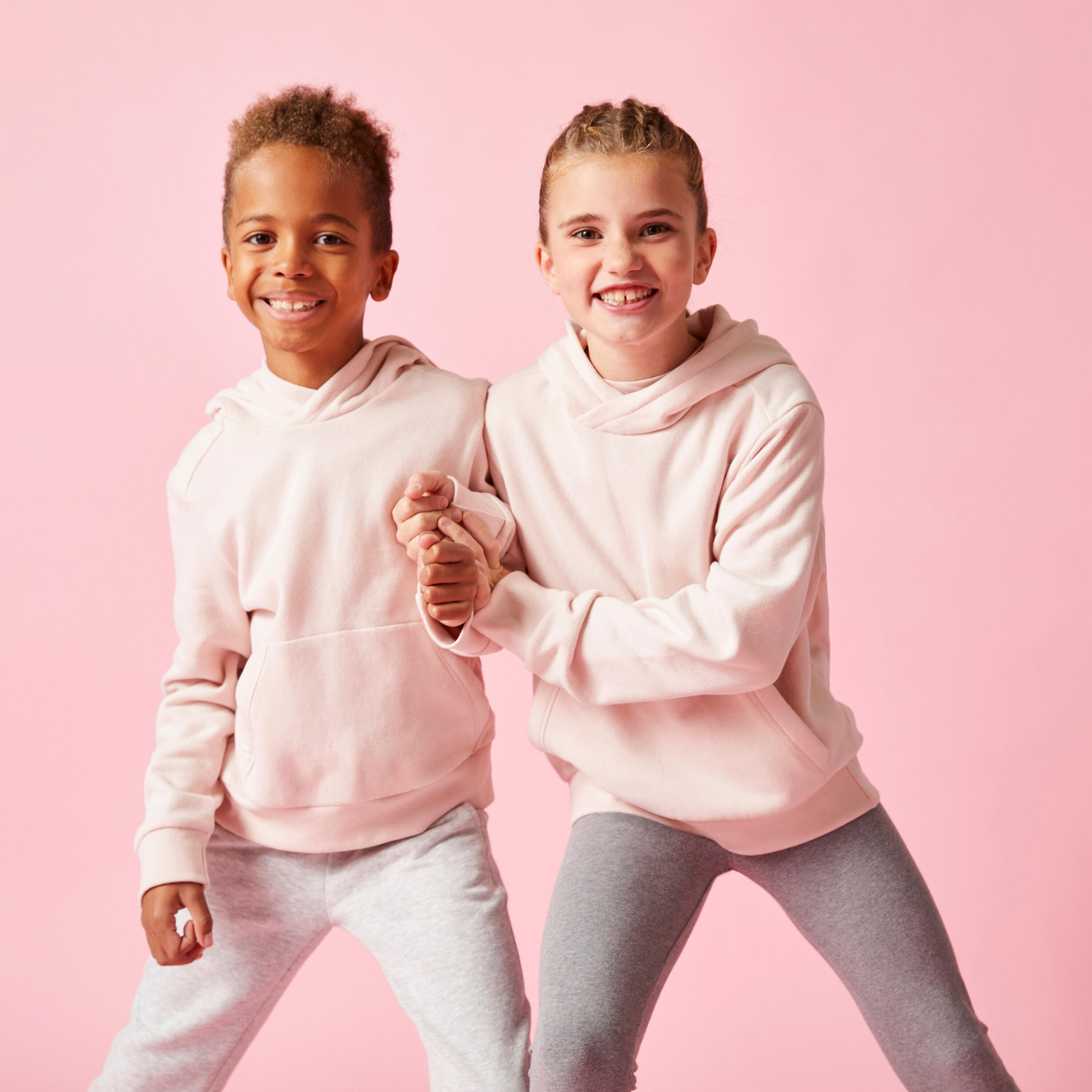 DOMYOS Kids' Cotton Hooded Sweatshirt - Quartz Pink