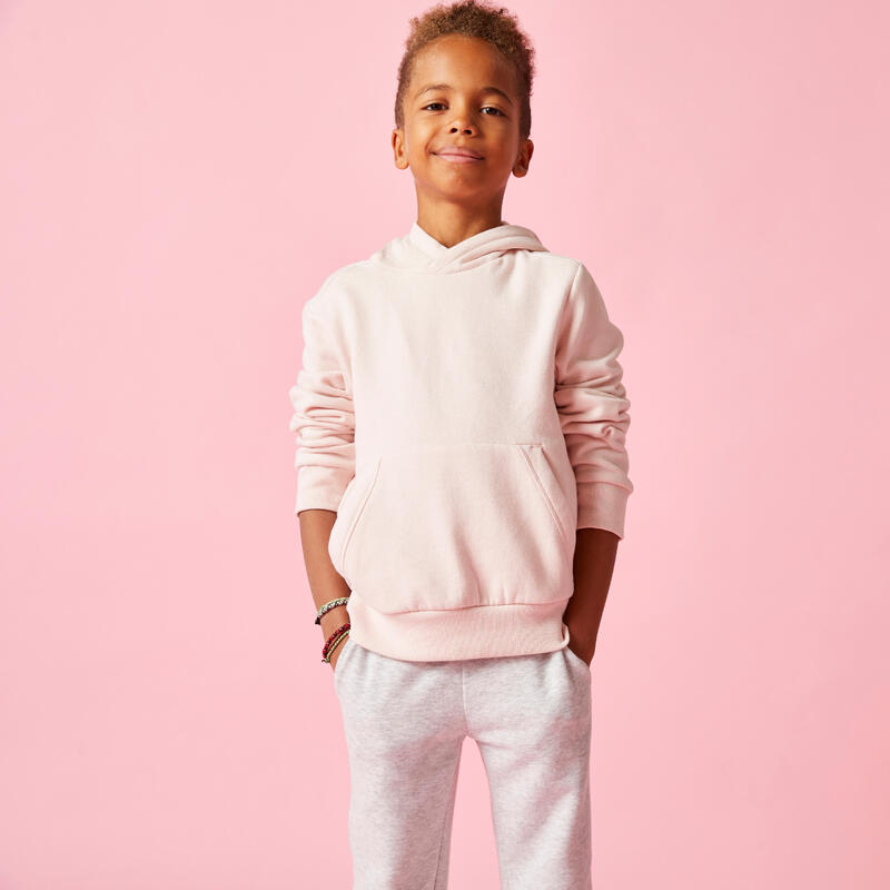 Sweat à capuche coton enfant - quartz rose