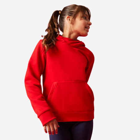 Vaikiškas medvilninis džemperis su gobtuvu, raudonas