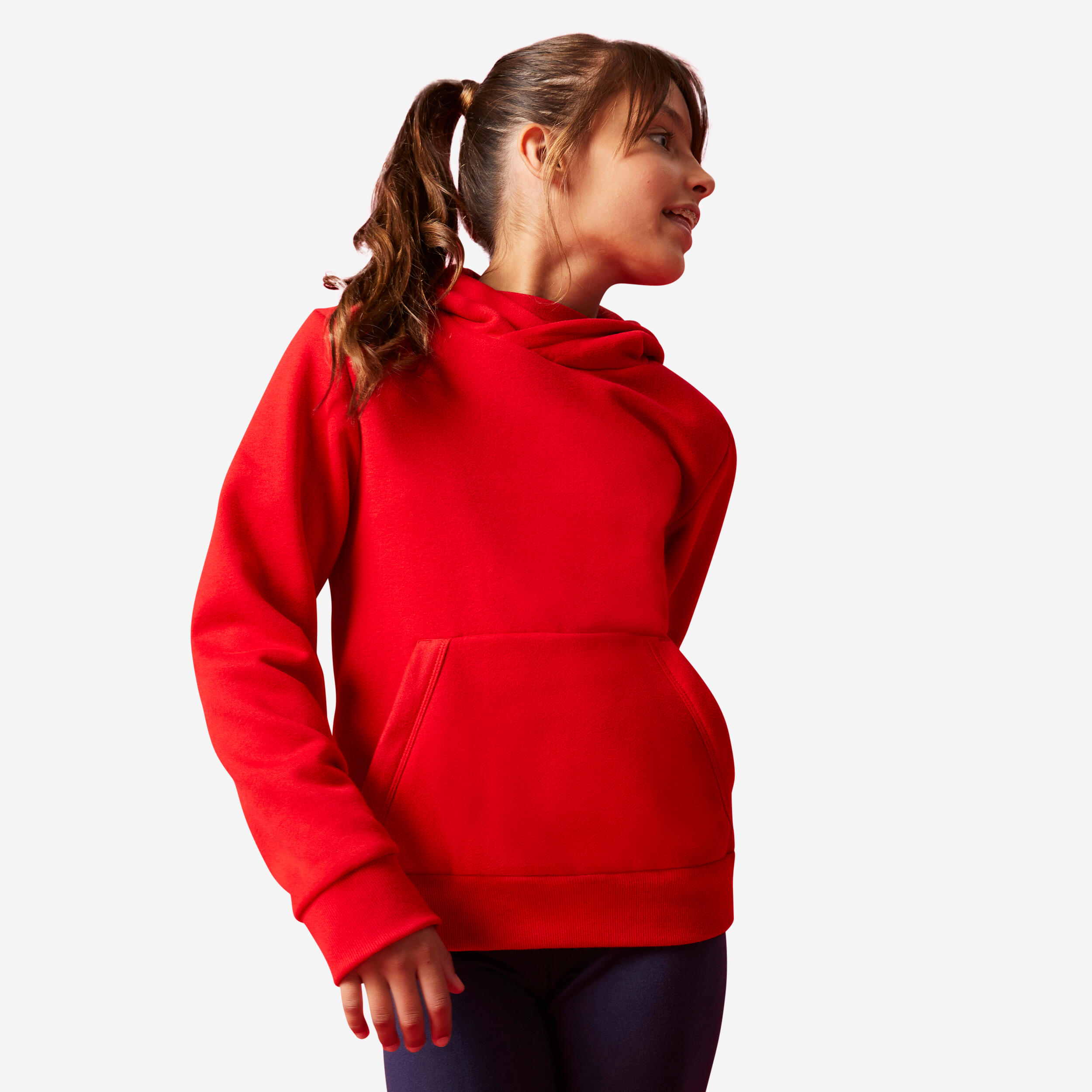 Kids' Cotton Hooded Sweatshirt - Red 1/7