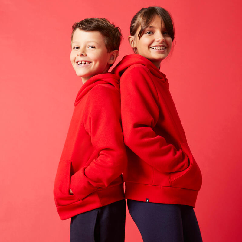 Felpa bambino ginnastica con cappuccio pesante rossa