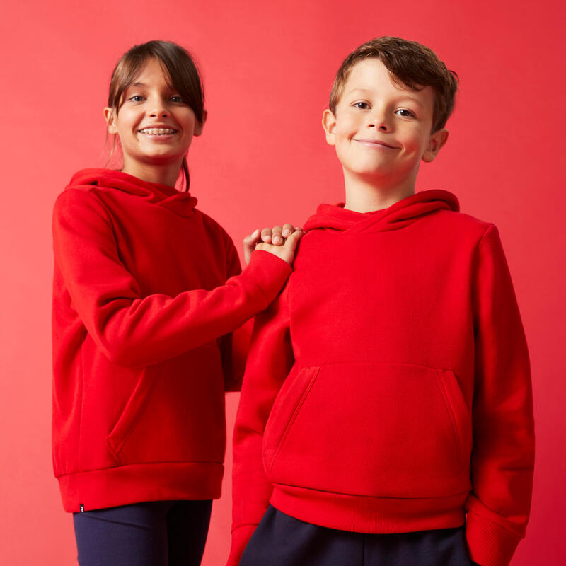 Felpa bambino ginnastica con cappuccio pesante rossa