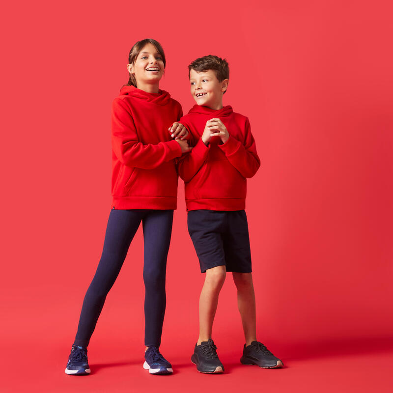 Sweatshirt com Capuz em Algodão de Ginástica Criança 500 Vermelho