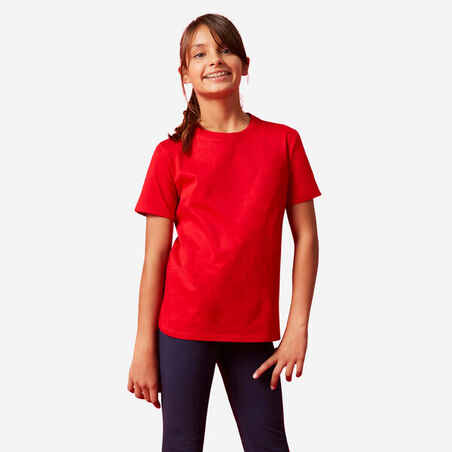 Mergaičių ir berniukų medvilniniai marškinėliai „500“, raudoni