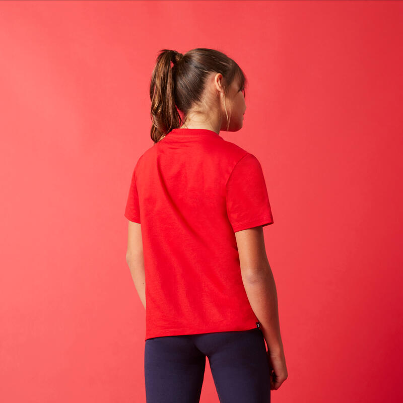 T-shirt bambino ginnastica ESSENTIALS regular fit 100% cotone rossa