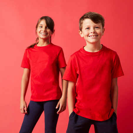 Kids' Unisex Cotton T-Shirt 500 - Red