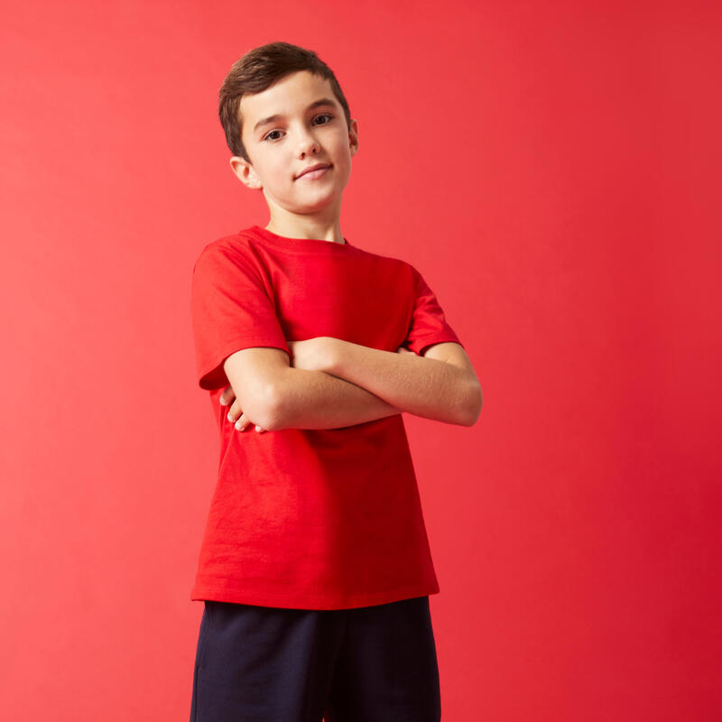 T-shirt bambino ginnastica ESSENTIALS regular fit 100% cotone rossa