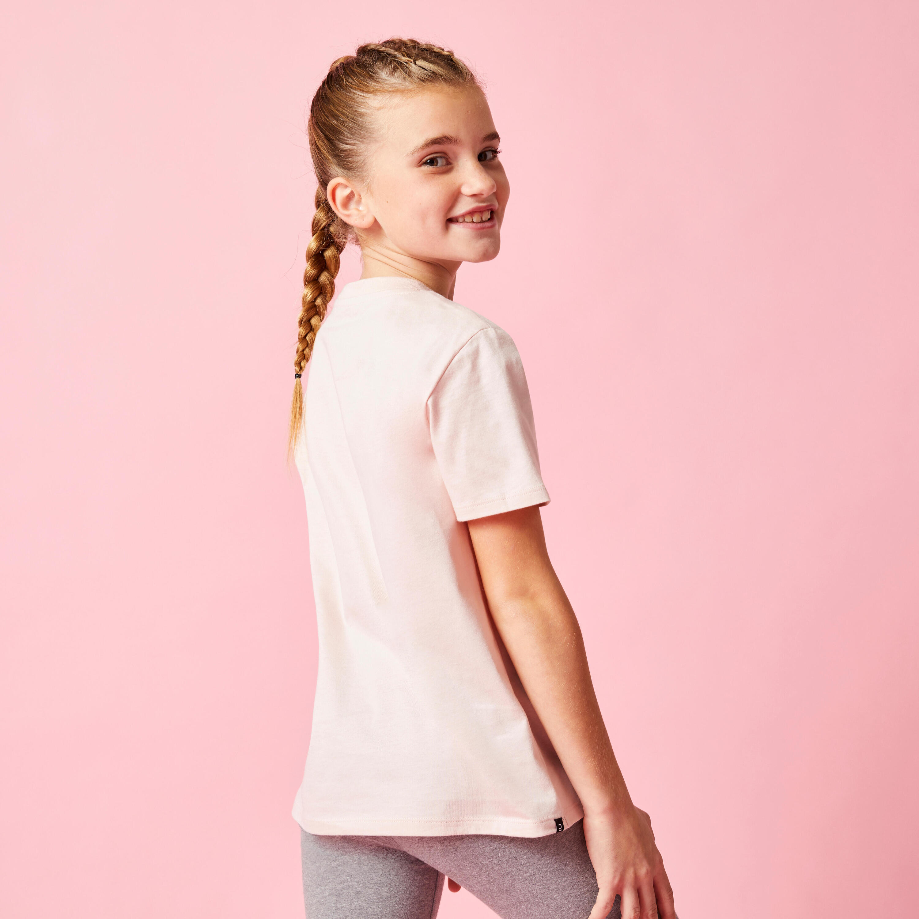 Kids' Unisex Cotton T-Shirt - Pink 3/8