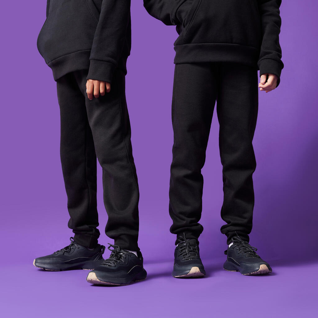 Ζεστό παντελόνι γυμναστικής για αγόρια σε χαλαρή γραμμή 100 - μαύρο