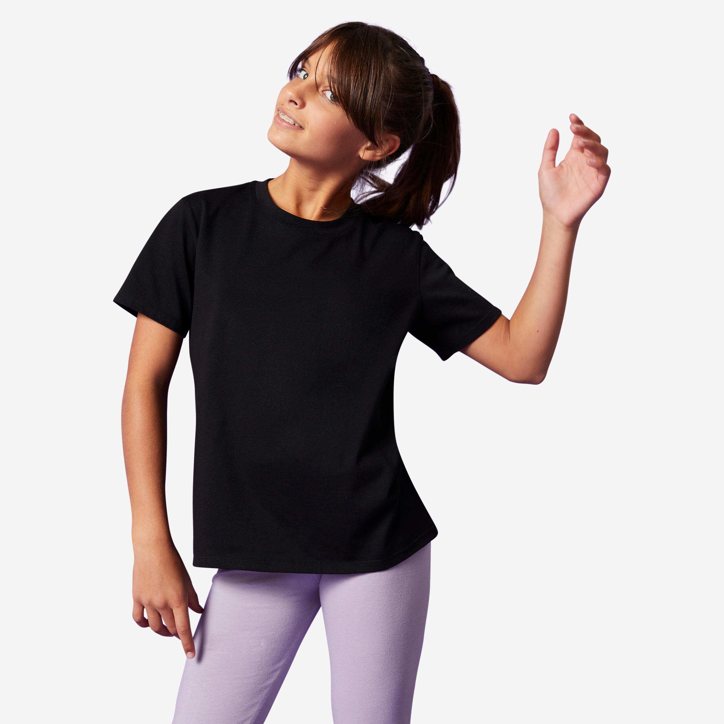 DOMYOS Kids' Unisex Cotton T-Shirt - Black